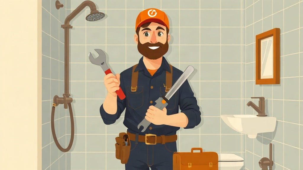 Artisan plombier avec sa caisse à outils